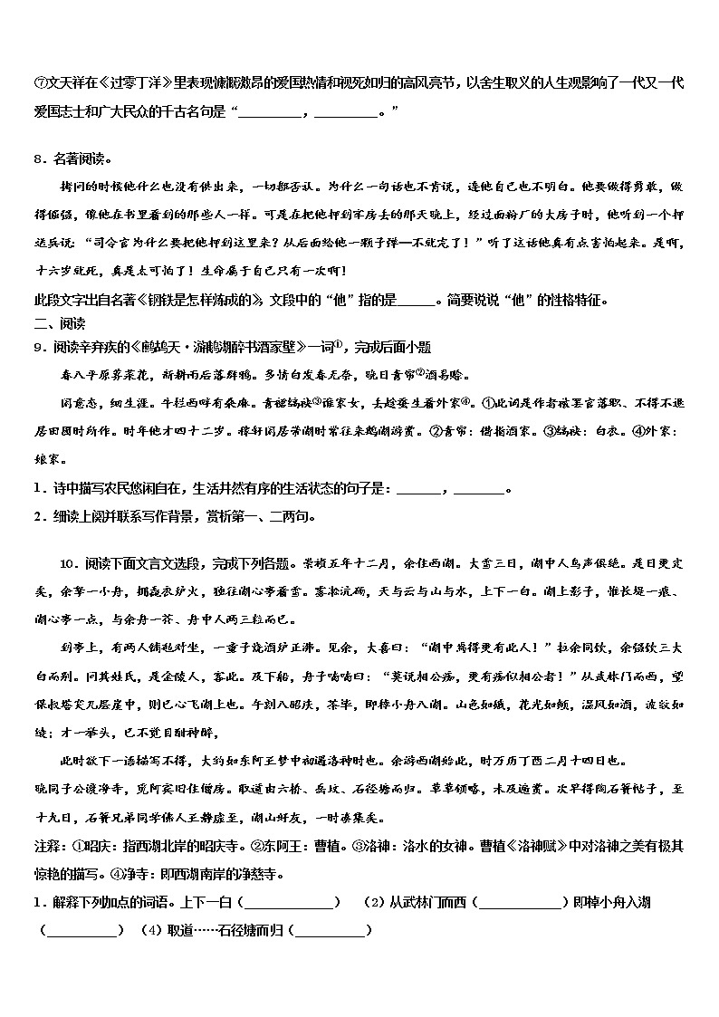 2022年湖北省咸宁市咸安区重点名校中考语文考试模拟冲刺卷含解析03