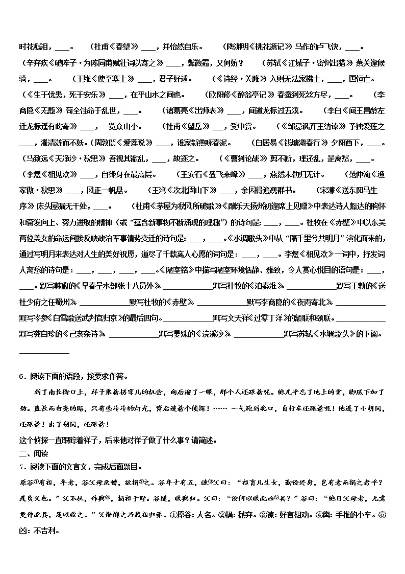 2022年天津市宁河区重点中学中考一模语文试题含解析02