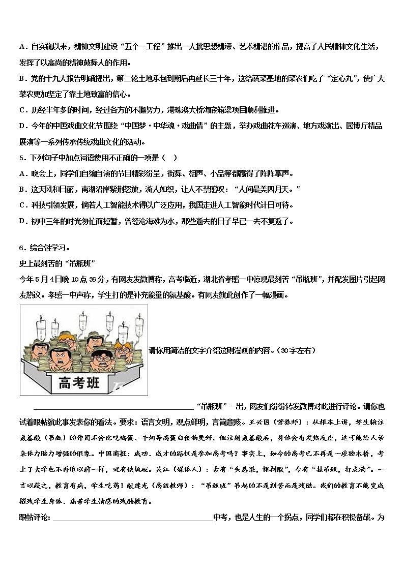 2022年新疆阿克苏市沙雅县中考语文最后冲刺浓缩精华卷含解析02