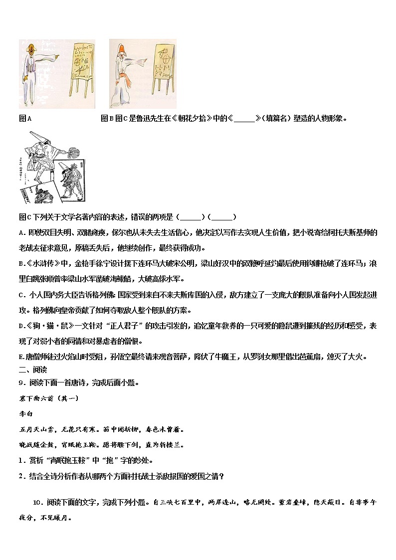 2022年通辽市重点中学毕业升学考试模拟卷语文卷含解析第3页