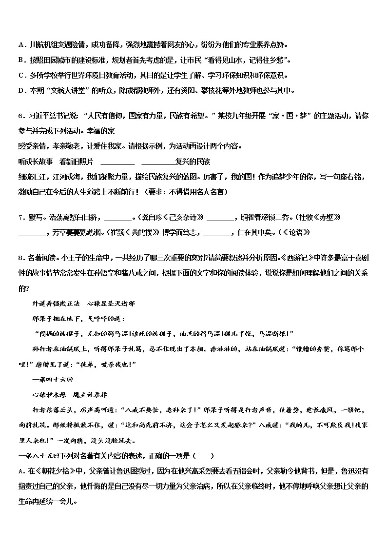 2022年湖北省枣阳市第五中学中考试题猜想语文试卷含解析第2页
