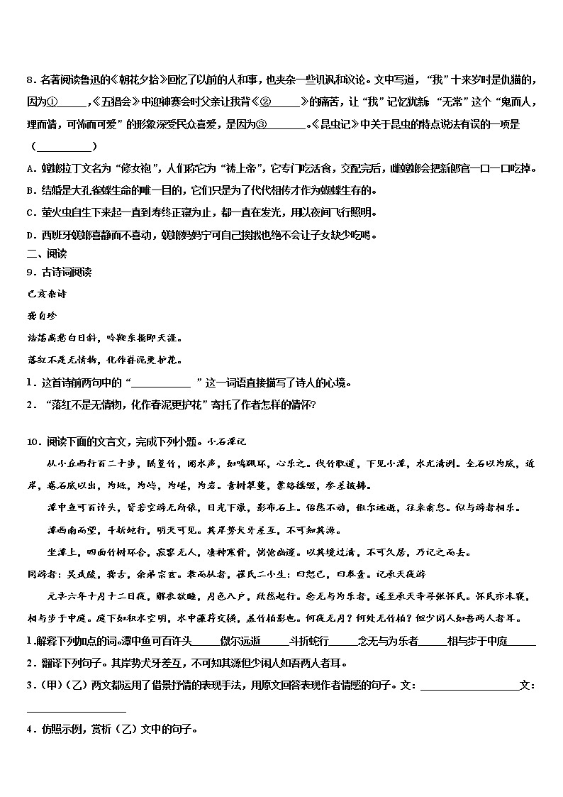2022年江西省赣州市蓉江新区潭东中学中考四模语文试题含解析03