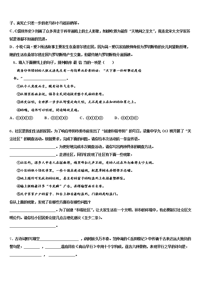 2022年广东省深圳市龙华实验学校中考语文模试卷含解析02