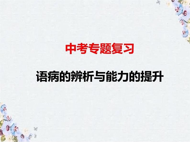 2022年中考语文二轮专题复习：语病的辨析与能力的提升（共33张PPT）第1页