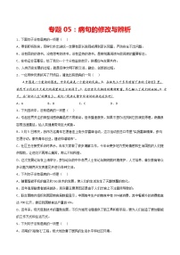 专题05：病句的修改与辨析-2021-2022学年七年级语文下册期中专项复习（部编版）