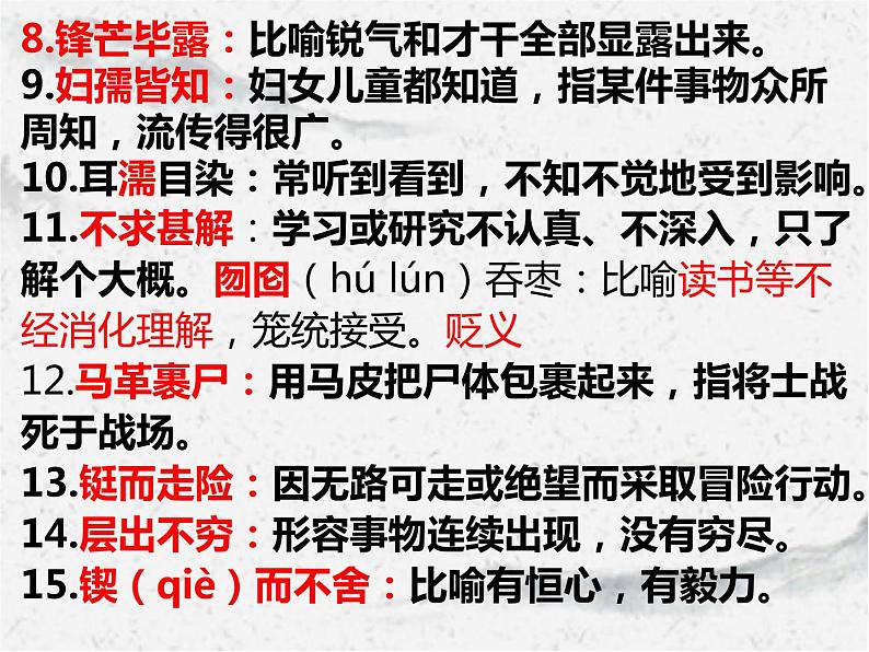 2022年中考语文一轮复习：易错成语集锦（共27张PPT）04