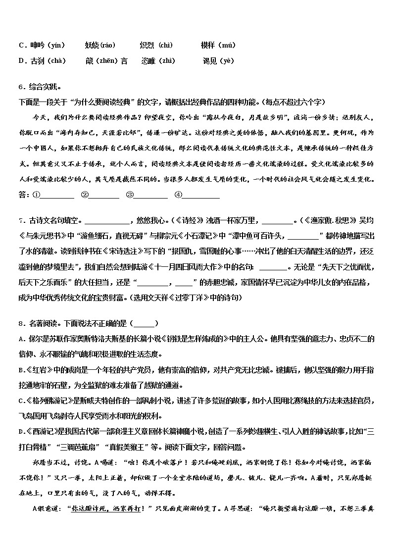 2022届浙江省杭州大江东各校中考语文全真模拟试卷含解析第2页