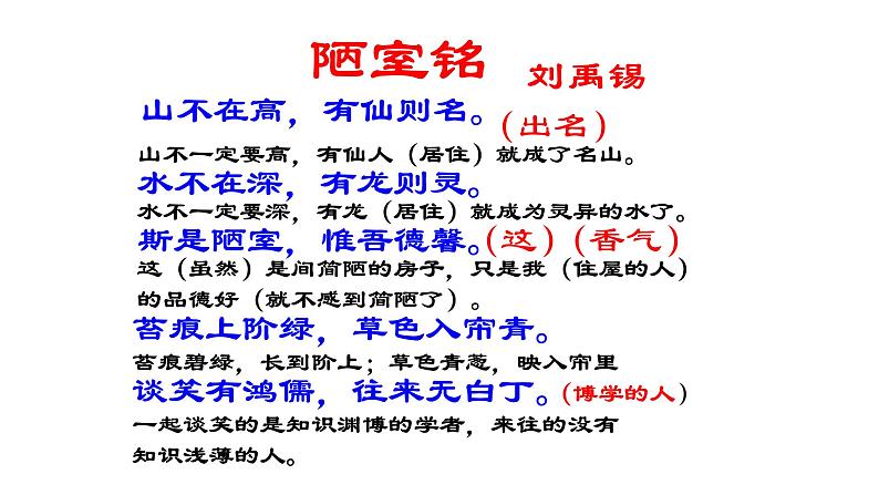 17 《短文两篇—陋室铭》-2021-2022学年部编版语文七年级下册课件PPT第7页