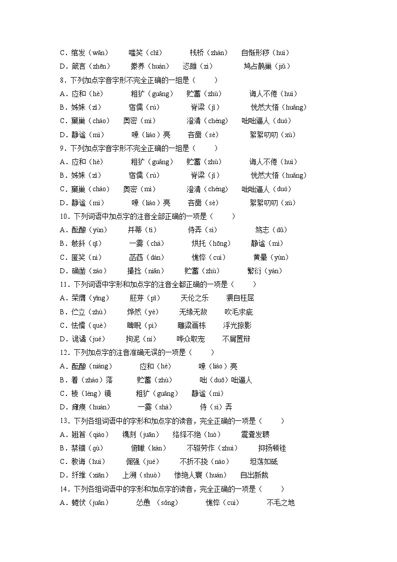 2022年中考语文复习专项：字音 (1)第2页