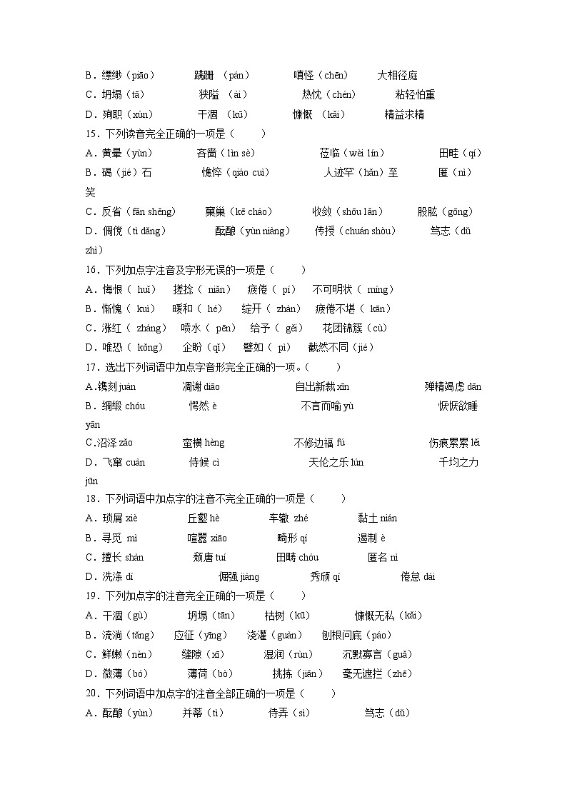 2022年中考语文复习专项：字音 (1)第3页