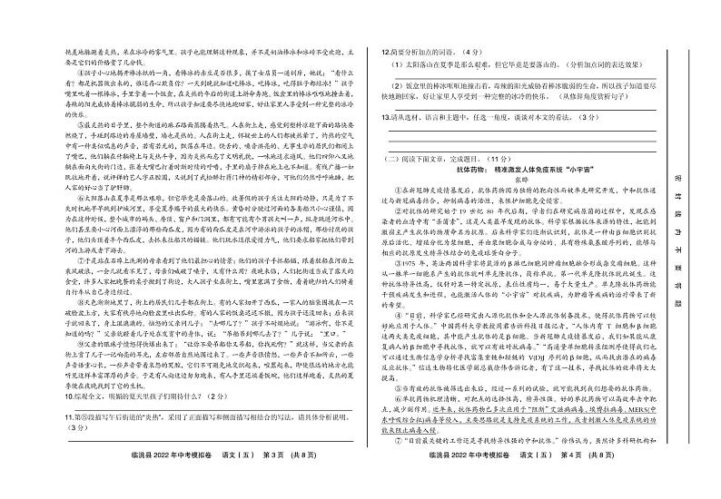 2022年甘肃省定西市临洮县九年级中考模拟卷（五）语文试题02