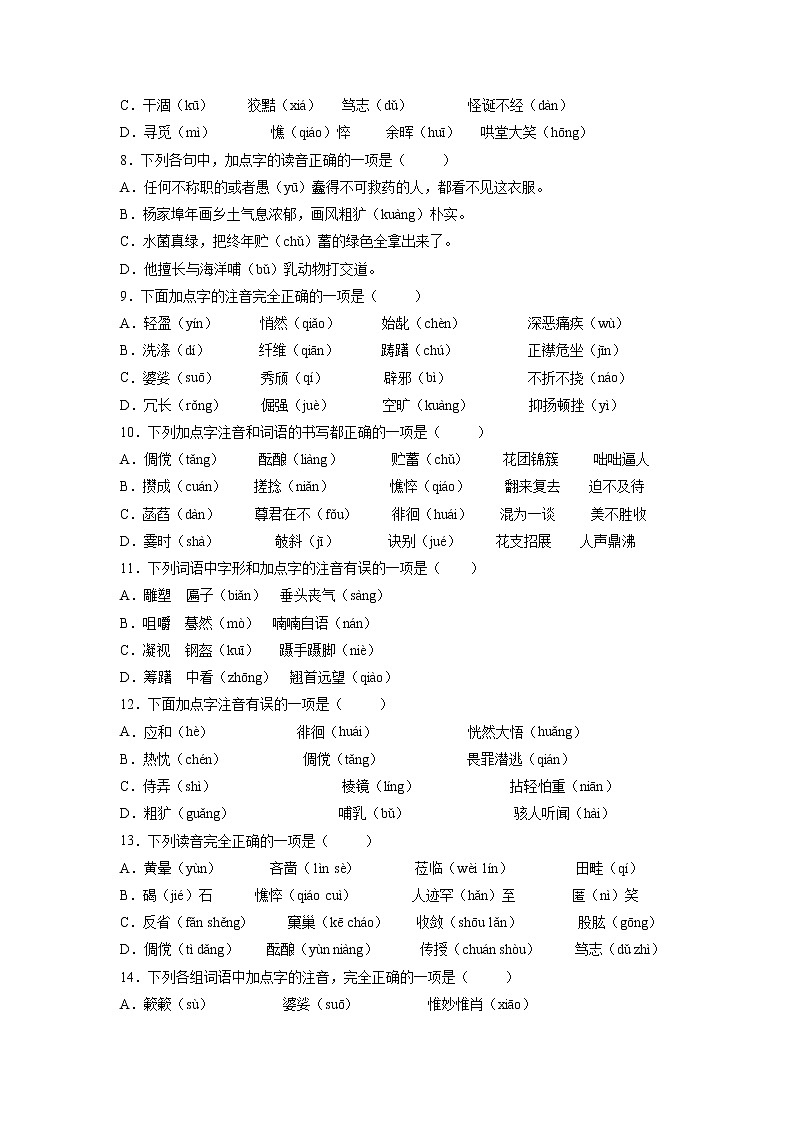 2022年中考语文复习专项：字音第2页