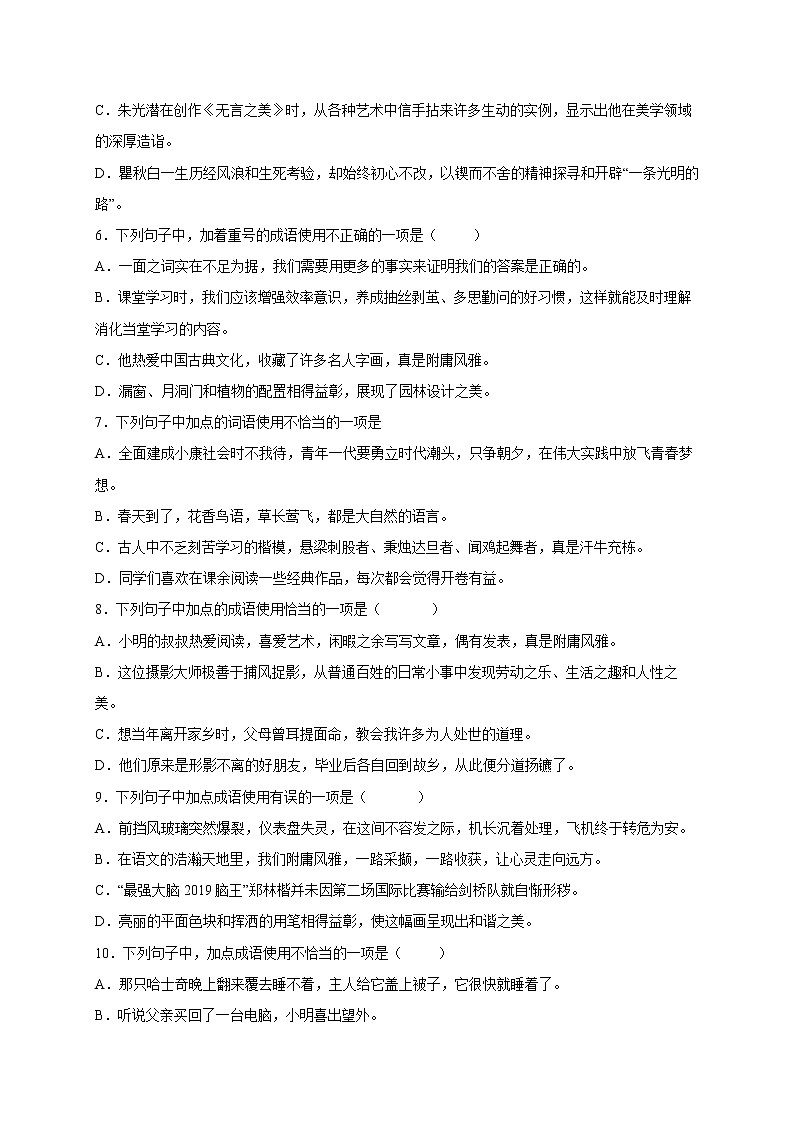 2022年中考语文专项备考——成语运用模拟试题（二）第2页