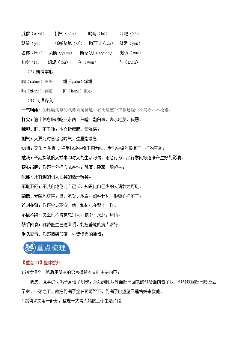 第8课 蒲柳人家 学案 初中语文人教部编版九年级下册（2022年）02
