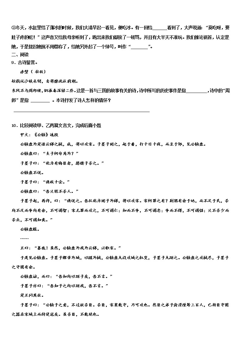 2022届江西省新余一中学毕业升学考试模拟卷语文卷含解析第3页