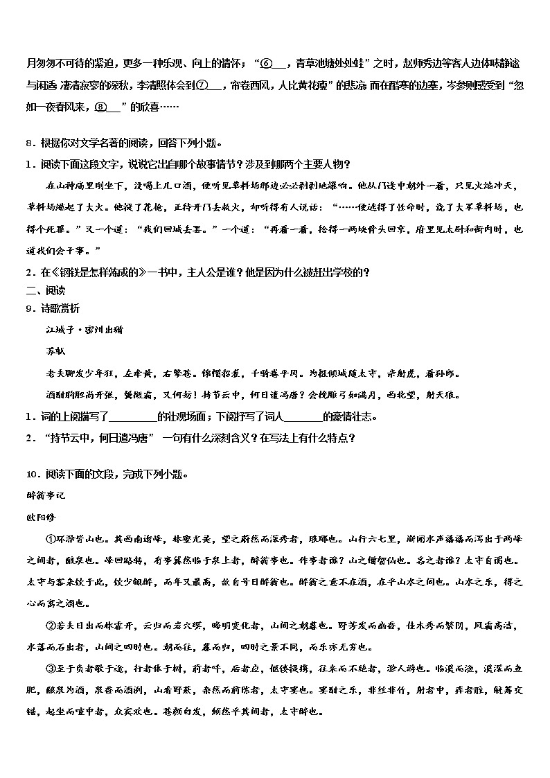 2022届广东省东莞市石碣丽江校十校联考最后语文试题含解析03