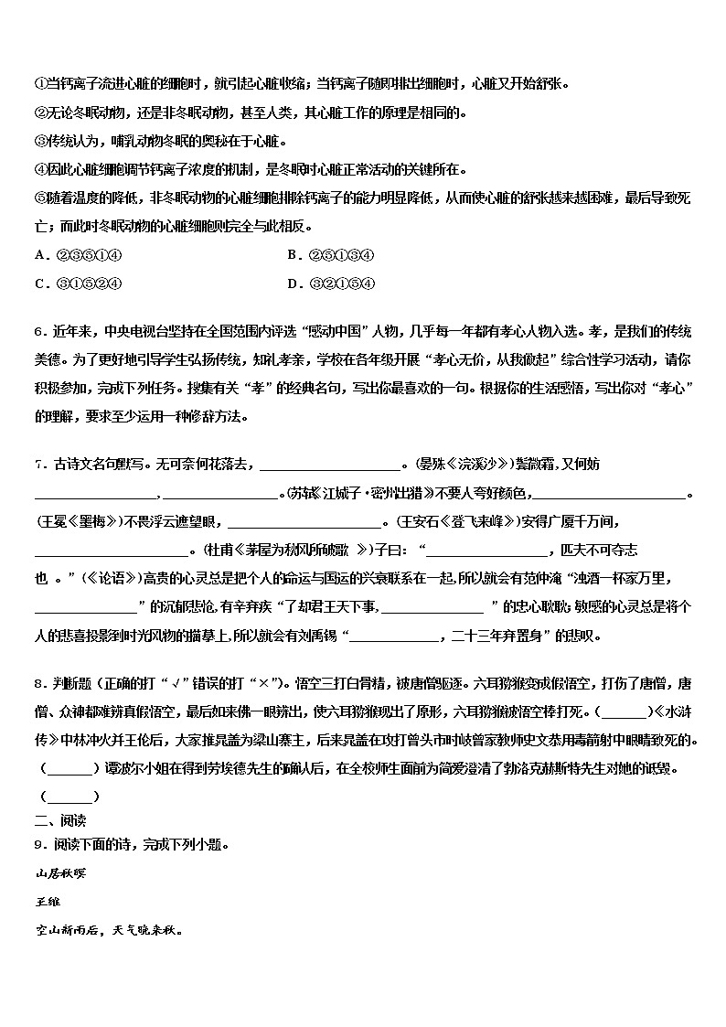 2022届广东省深圳市龙岗区南湾校中考二模语文试题含解析02