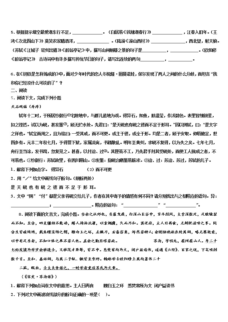 2022届广东省茂名市第二中学中考考前最后一卷语文试卷含解析02