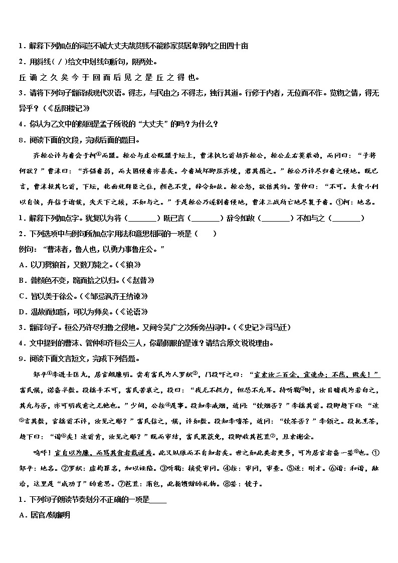 2022届广西崇左市龙州县中考语文最后冲刺浓缩精华卷含解析03