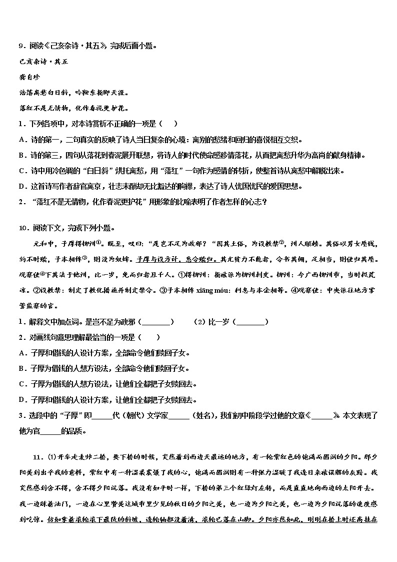 2022届江苏省海安县城南实验中学中考试题猜想语文试卷含解析03