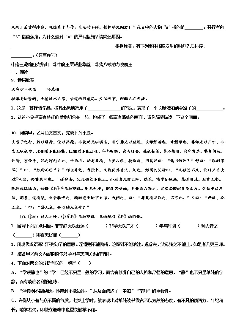 2022届黑龙江省密山市实验中学中考语文全真模拟试卷含解析03