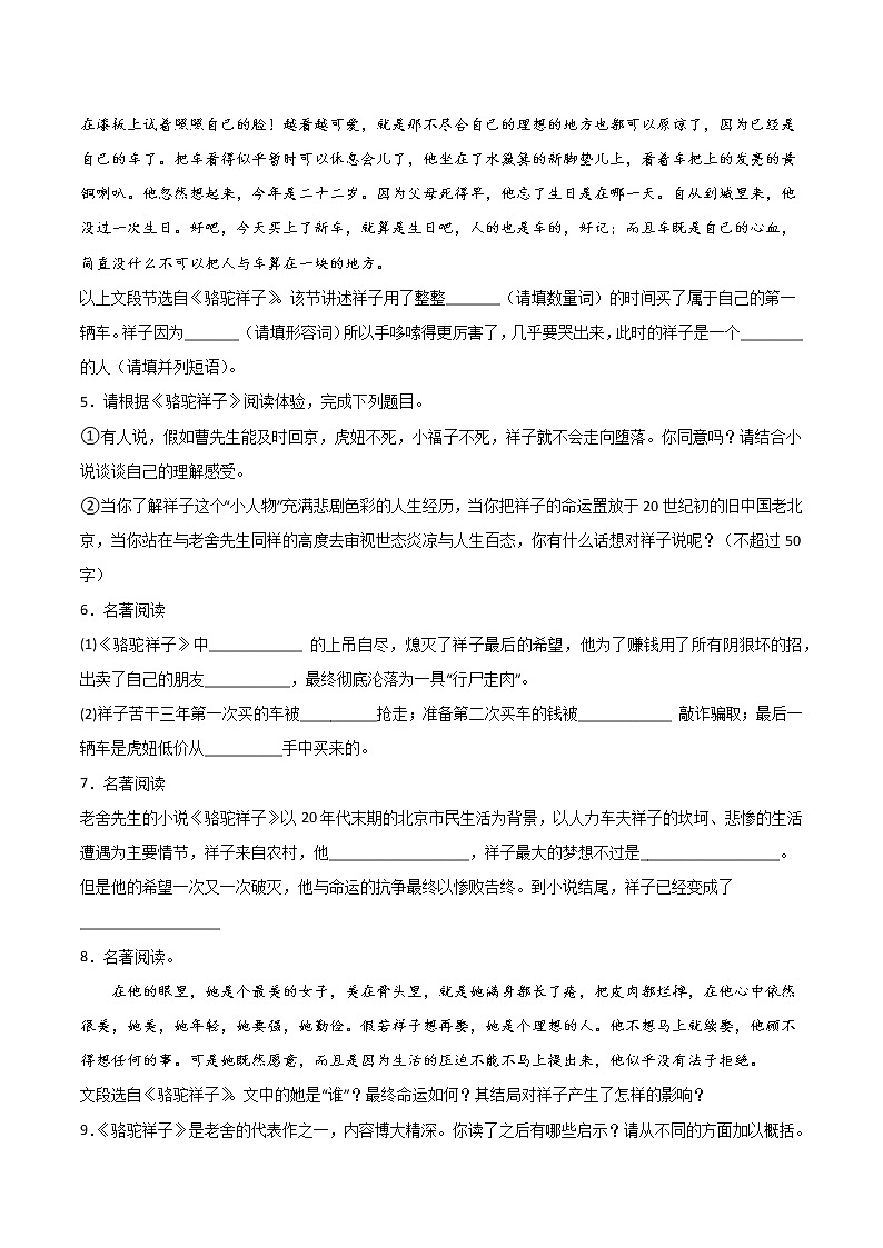 专题03：名著阅读-2021-2022学年七年级语文下册期中专项复习（部编版）第3页