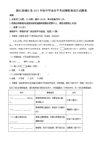 精品解析：2021年浙江省浦江县初中学业水平模拟语文试题（解析版+原卷板）