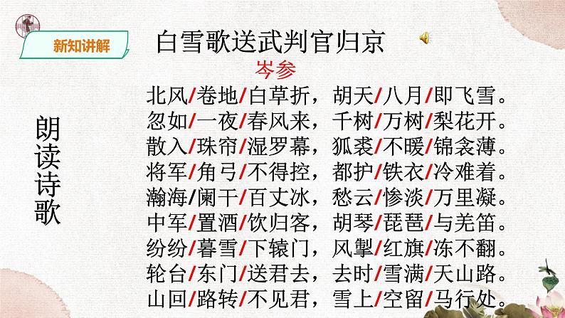 第六单元《白雪歌送武判官归京》精品课件 初中语文人教部编版（五四制）九年级下册（2022）05