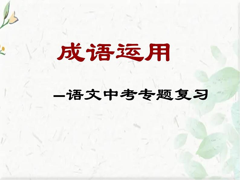 语文中考专题复习 成语运用 优质课件01