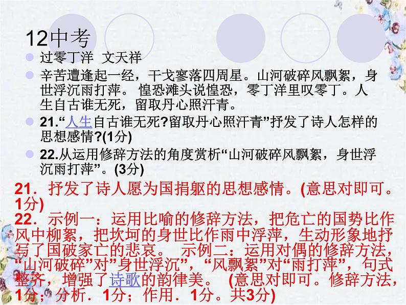 中考语文专题复习--中考古诗词赏析课件PPT07