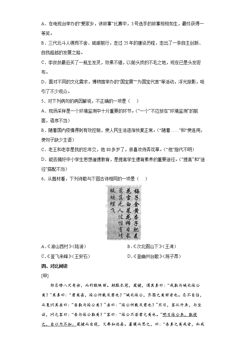 2022年广东省汕头市潮南区中考模拟语文试题B(word版含答案)02
