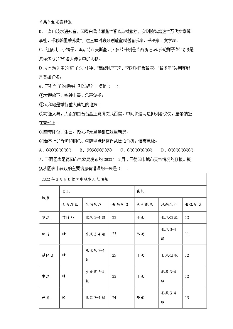 2022年四川省德阳市绵竹市中考一模语文试题(word版含答案)02