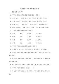 部编版七年级下学期期中语文试卷（含答案解析）
