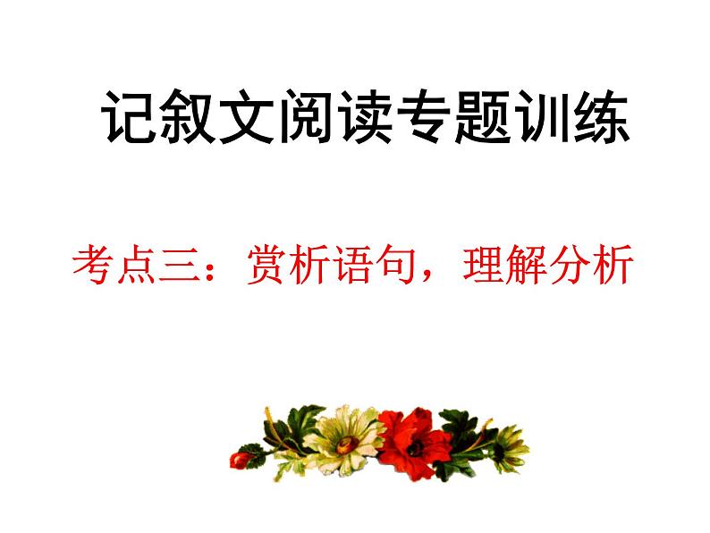 中考语文--记叙文考点专题训练 考点三：赏析语句，理解分析 课件第1页