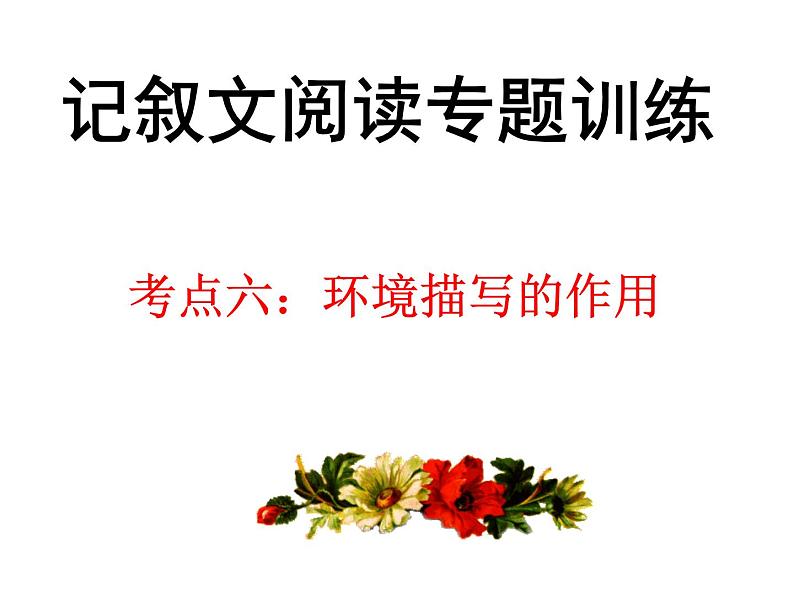 中考语文--记叙文考点专题训练 考点六：环境描写的作用 课件第1页