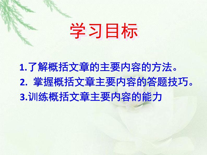 中考语文--记叙文考点专题训练 考点一：概括文章的主要内容和情节 课件第2页
