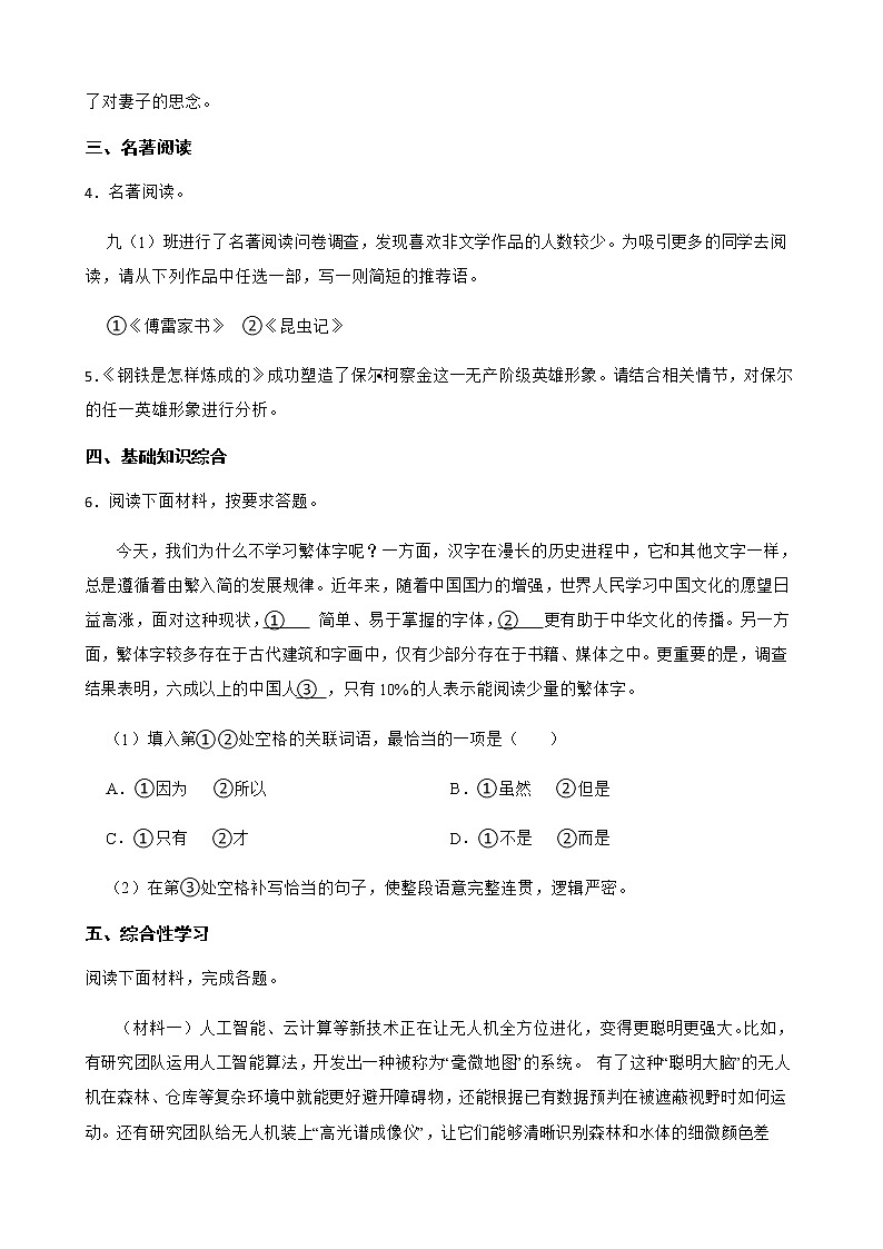 2022届河南省南阳市中考语文一模试卷解析版02