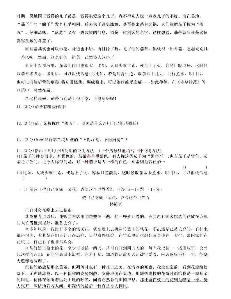 黑龙江省哈尔滨市第十七中学校2021-2022学年九年级下学期线上作业阶段验收语文试题（二模）第3页