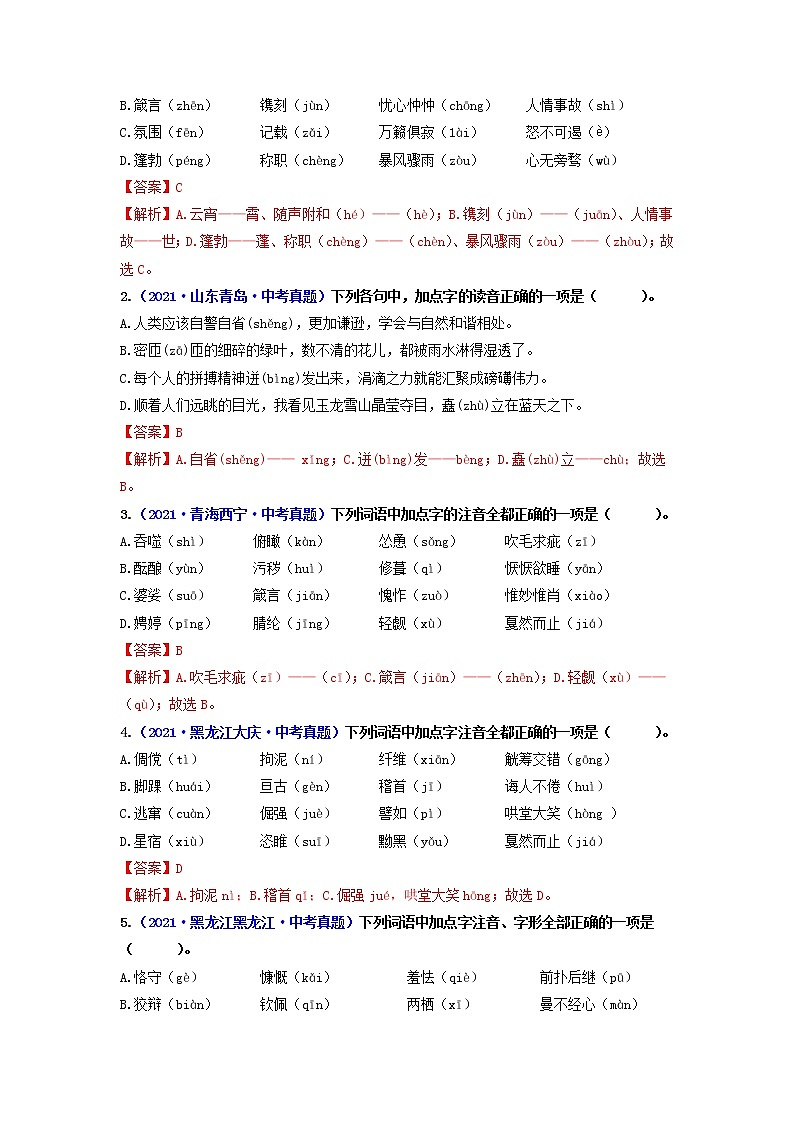 查补易混易错点01   字音、字形（解析版）第3页