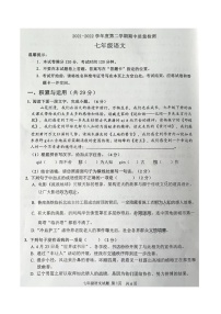山东省枣庄市市中区2021-2022学年七年级下学期期中考试语文试题（有答案）