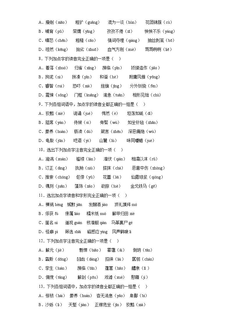 2022年中考语文二轮专题复习：字音字形02