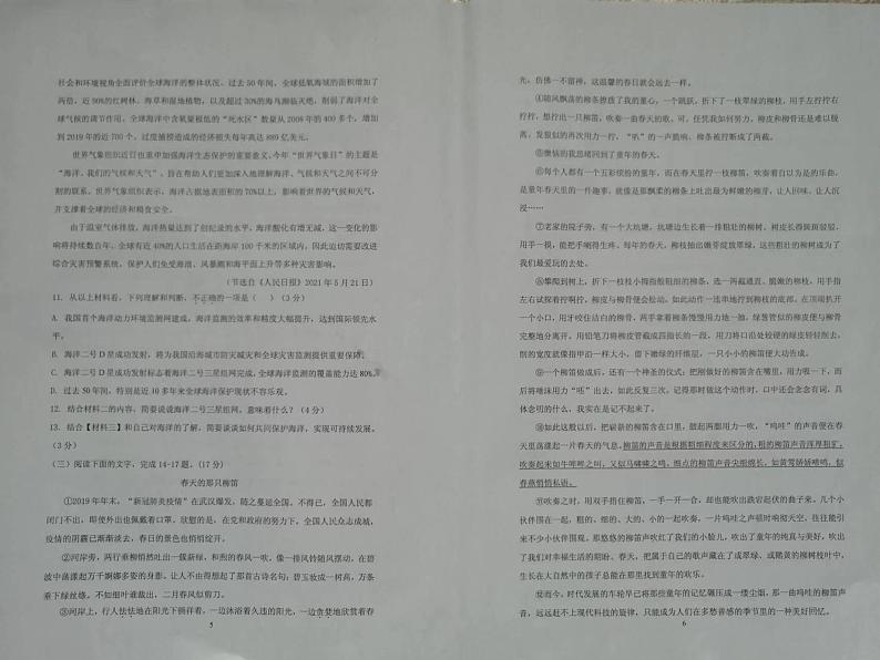 2022年广东省韶关乐昌市中考一模语文试题03