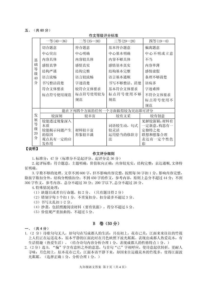 2022年四川省成都市青羊区中考二诊语文试卷02