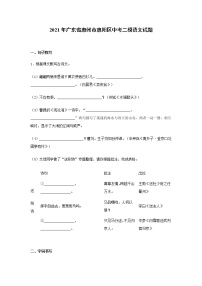 2021年广东省惠州市惠阳区中考二模语文试题（附答案）