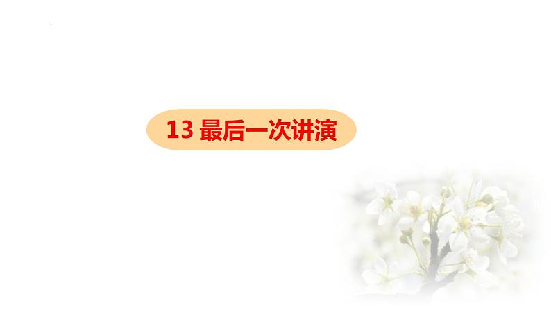 第13课《最后一次讲演》课件(共32张PPT）部编版语文八年级下册第1页