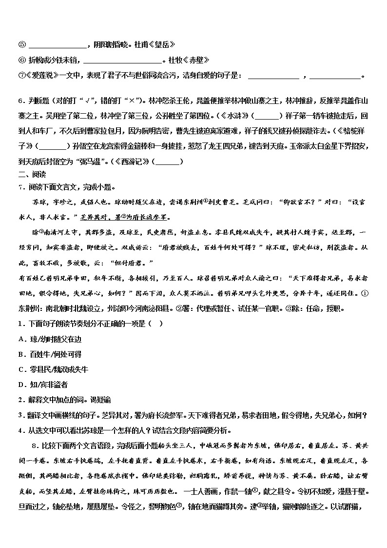 2021-2022学年山东省济宁市梁山县重点中学中考试题猜想语文试卷含解析第2页