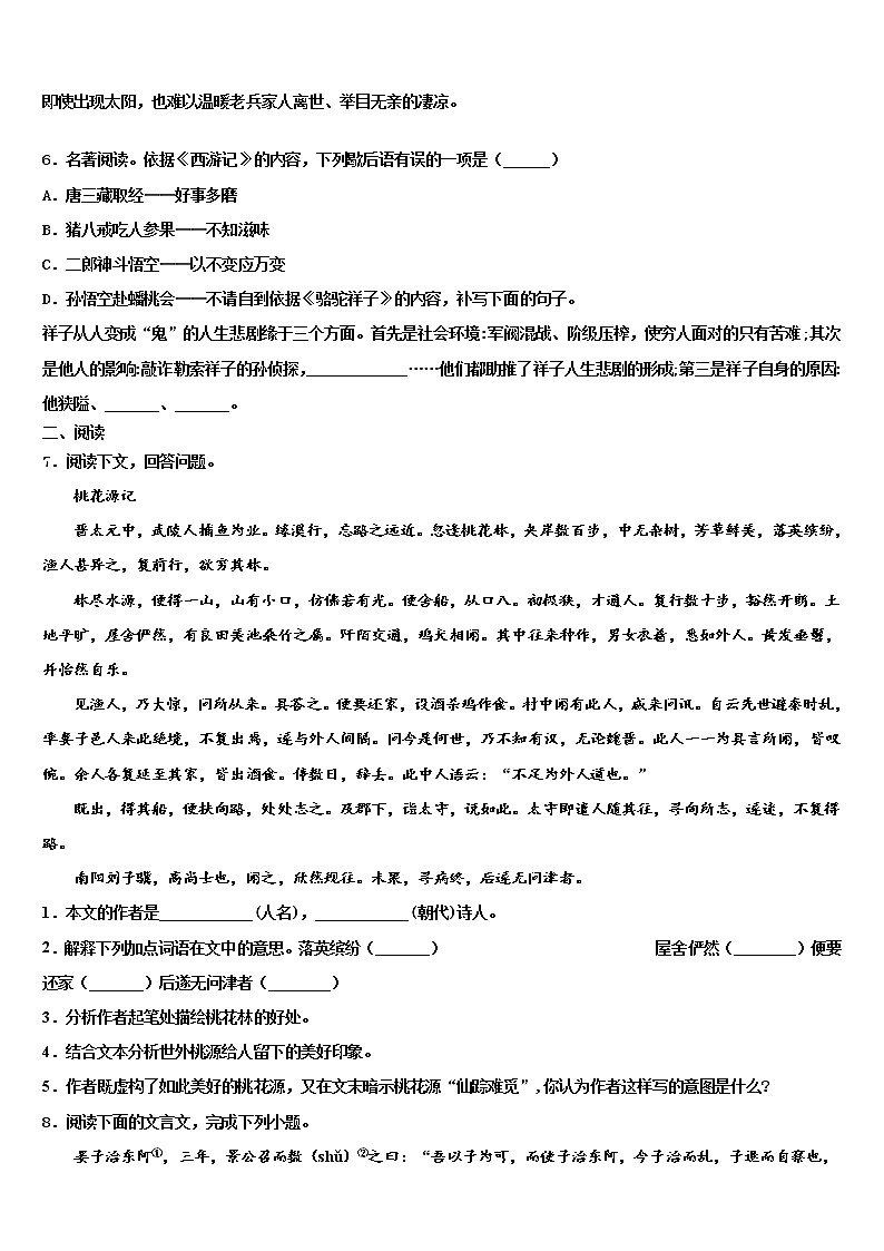 2021-2022学年云南省玉溪市红塔区第一区中考一模语文试题含解析第2页