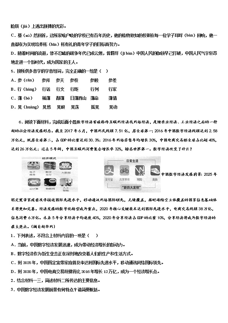 2022年广东省东莞市智升校中考语文模试卷含解析02
