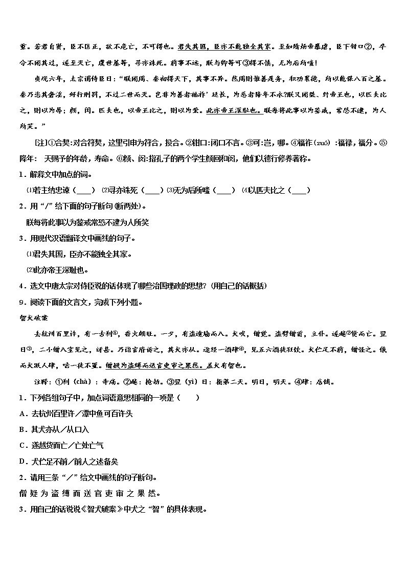 2022届湖南长沙青竹湖湘一外国语校中考语文考试模拟冲刺卷含解析03
