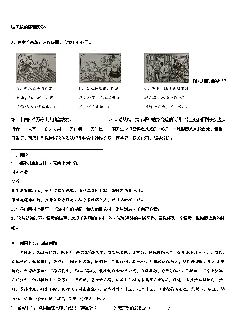 2022届浙江省嘉兴市海宁市中考猜题语文试卷含解析03